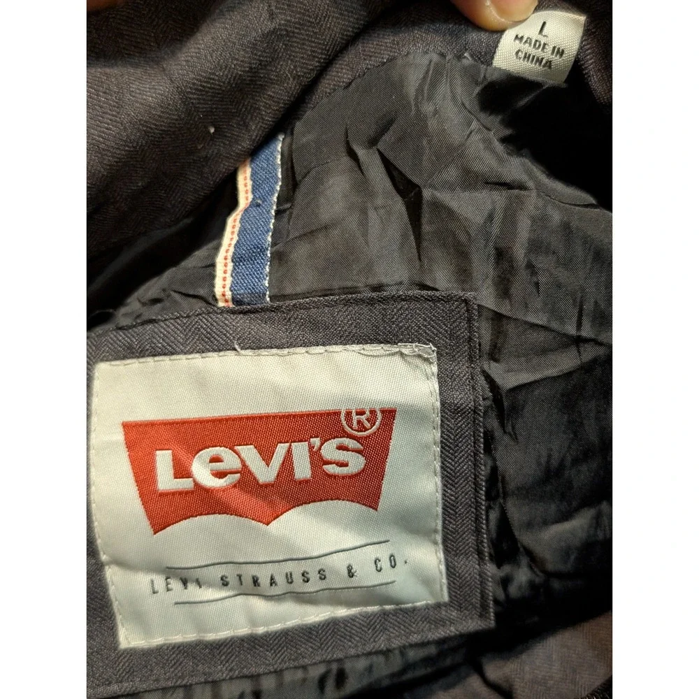 Levi's Mens Quilted Vest Puffer‎ Charcoal Grey Snap Front Pockets Size L